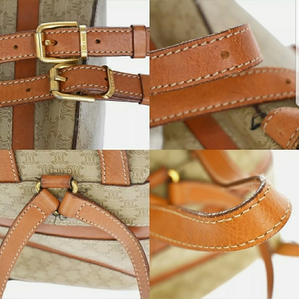 Celine Logo Macadam Pattern Mini Backpack Bag Pv - image 8